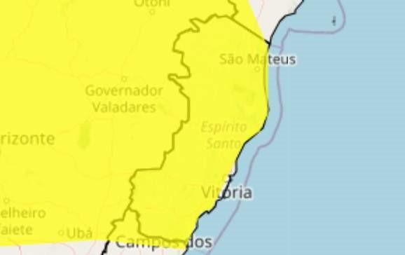 Instituto emite alerta de tempestade para todo o ES e há risco de chuva de granizo