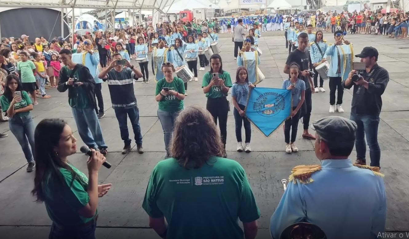 Que rufem os tambores: no dia do aniversário da cidade tem encontro de bandas escolares na ExpoSama, em São Mateus, ES