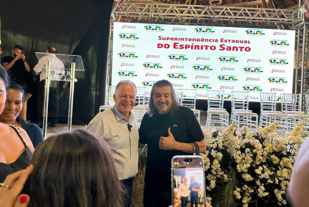 Renato Casagrande, Daniel Santana, Dá Vitória, Foletto e Marcelo Santos participam de almoço de negócios do Banco do Nordeste