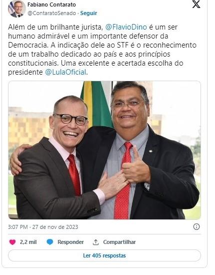 Senadores capixabas divergem sobre indicação de Dino para o STF Senadores capixabas divergem sobre indicação de Dino para o STF