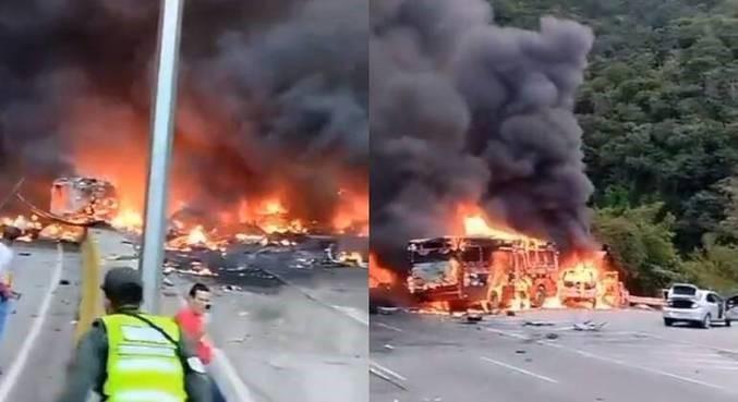 Grave acidente envolvendo 17 veículos deixa 8 mortos e causa incêndio