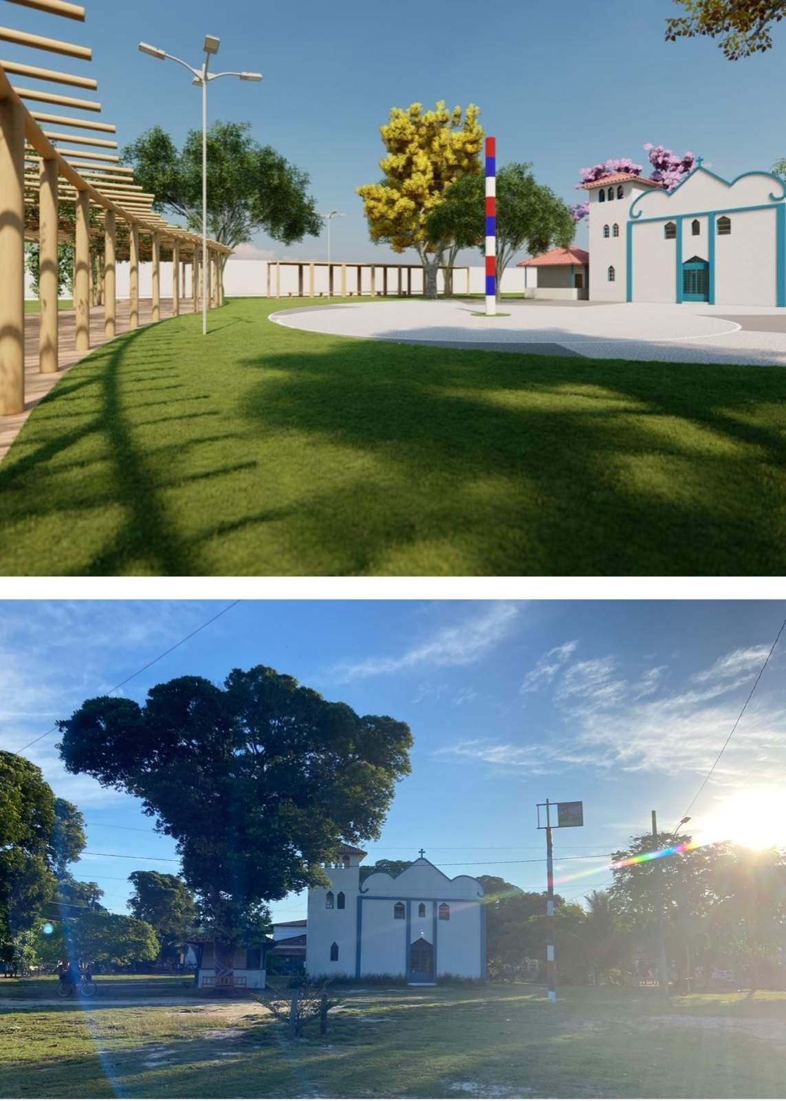 Com pergolado e piso, projeto de reforma de praça em Itaúnas, em Conceição da Barra, no ES, causa polêmica