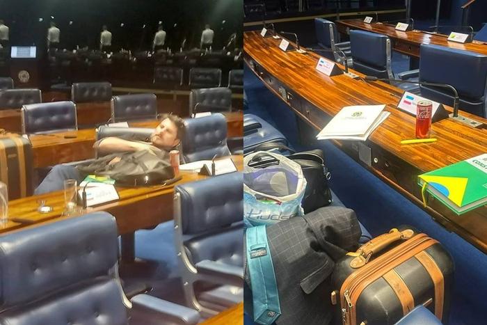 Com salário bloqueado, Marcos do Val “se muda” para plenário do Senado Com salário bloqueado, Marcos do Val “se muda” para plenário do Senado