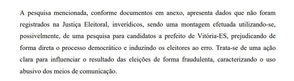 Justiça aceita denúncia do MP que pede cassação de prefeito eleito no ES por uso de pesquisa fraudulenta no dia da votação Justiça aceita denúncia do MP que pede cassação de prefeito eleito no ES por uso de pesquisa fraudulenta no dia da votação