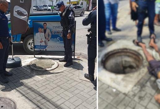 Homem é resgatado após ser jogado em bueiro por dívida de R$ 10