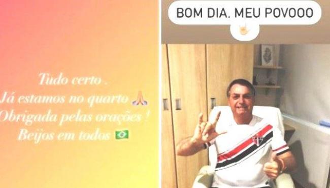 Bolsonaro continua sem febre e já anda fora do quarto, afirma hospital