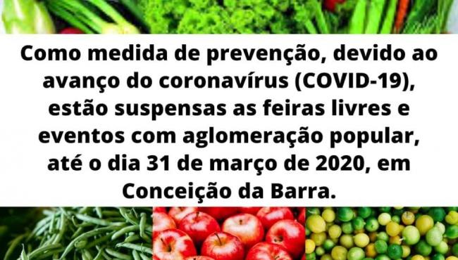 Prefeitura de Conceição da Barra suspende temporária feiras livres